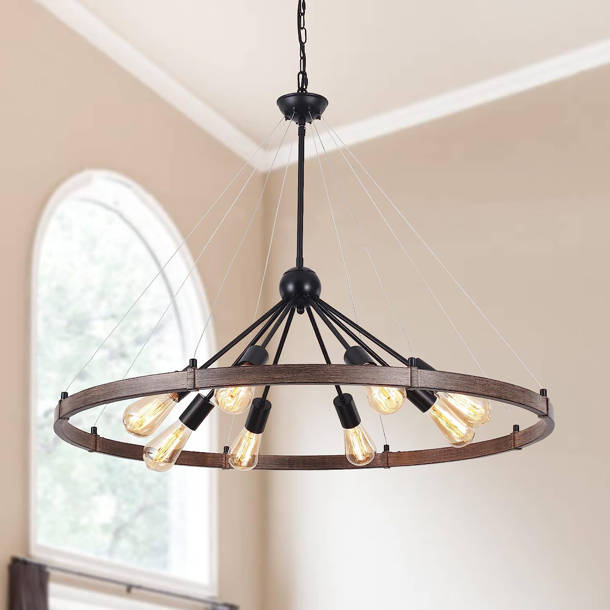 Gracie Oaks Tyleshia 6 Light Dimmable Sputnik Wagon Wheel Chandelier